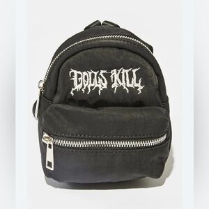 DOLLS KILL embroidered Black and white mini MICRO backpack goth grunge